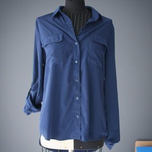 Classic flowy navy blue shirt
